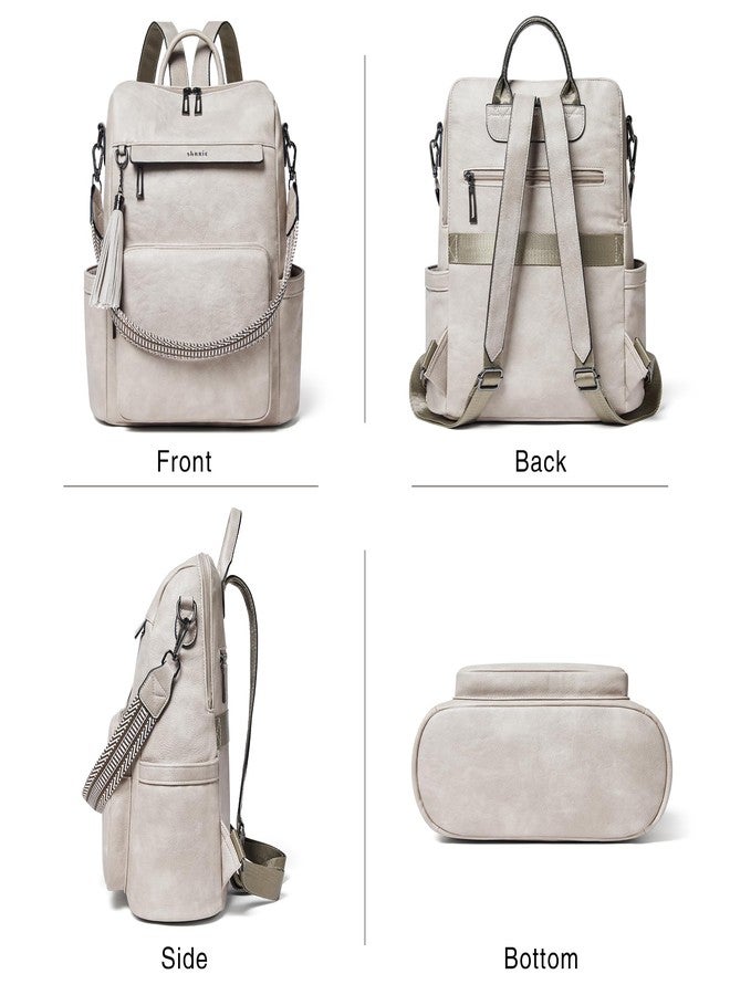 Shrrie Vegan Leather Backpack for Women Backpack Purse 14 inch Laptop Backpack for College Travel Work - Image 5