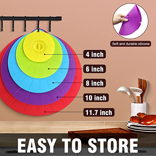 Guvvie Silicone lids - 5 Pack Heat Resistant Microwave Splatter Cover, Reusable silicone Suction lids for food storage Fits Bowls, Cups, Skillets, Plates, Pots, Pans StoveTop, Oven, Fridge Safe - Image 5