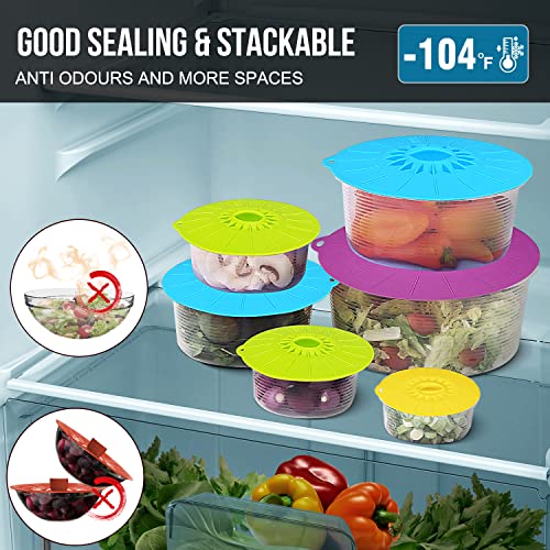 Guvvie Silicone lids - 5 Pack Heat Resistant Microwave Splatter Cover, Reusable silicone Suction lids for food storage Fits Bowls, Cups, Skillets, Plates, Pots, Pans StoveTop, Oven, Fridge Safe - Image 4