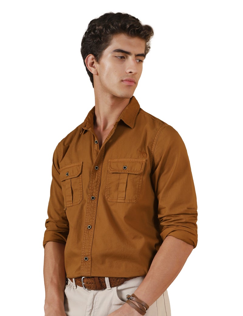 fyltr Men's Full Sleeve Overdyed Solid Shirt - Regular Fit | Full Sleeve | Double Pockets | Travel Shirts for Men | Casual Shirts for Men - Image 1