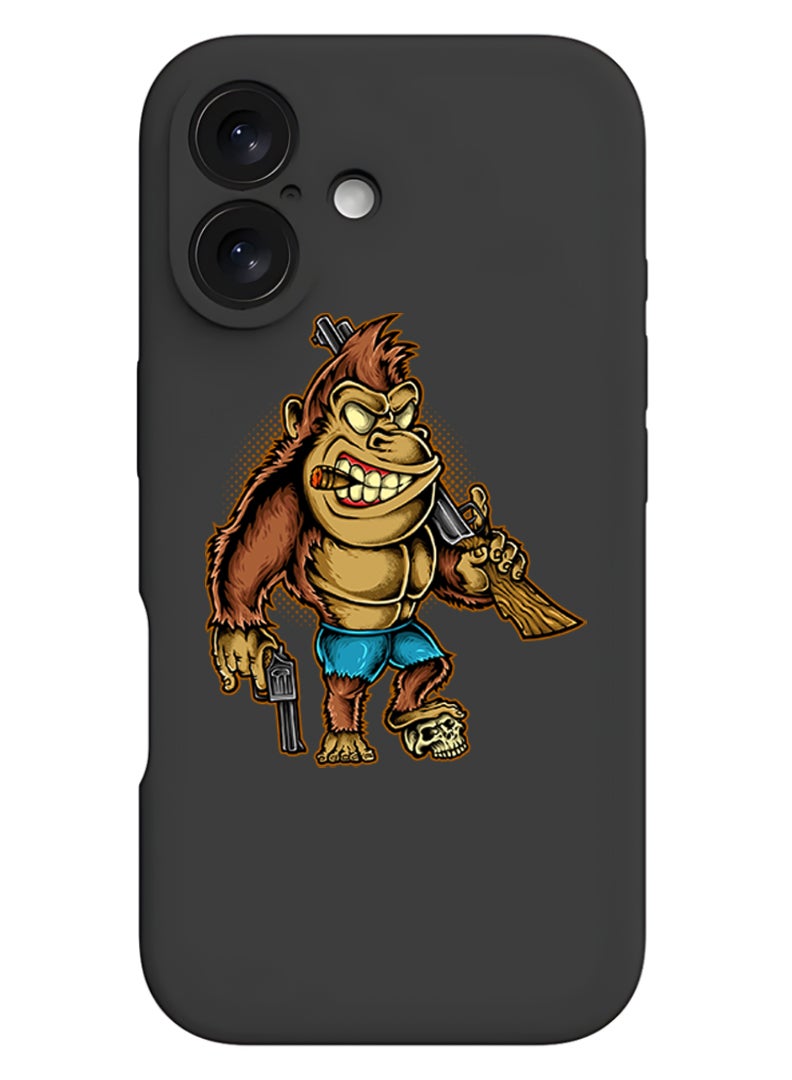 Theodor iPhone 16 Plus Black Protective Slim Fit Case Liquid Silicone Cover with Full Body Protection Anti-Scratch Shockproof Case For iPhone - Killer kong - Image 1