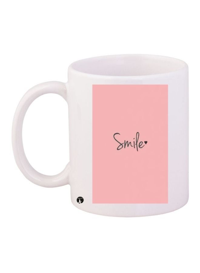 RYN Smile Printed Coffee Mug White/Pink/Black 11ounce