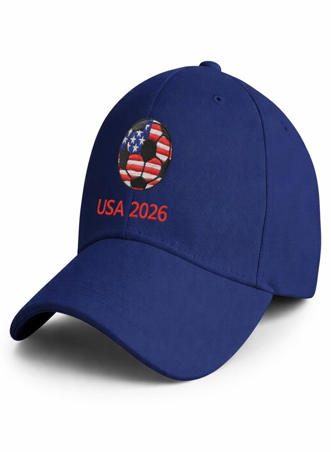Zeptrix World Cup Soccer Hat 2026 - Adjustable Baseball Cap,World Cup Merchandise Gifts Accessories Decorations,Football Supporter Gear,USA American Flag Embroidery Cotton Hat for Men & Women Blue - Image 3
