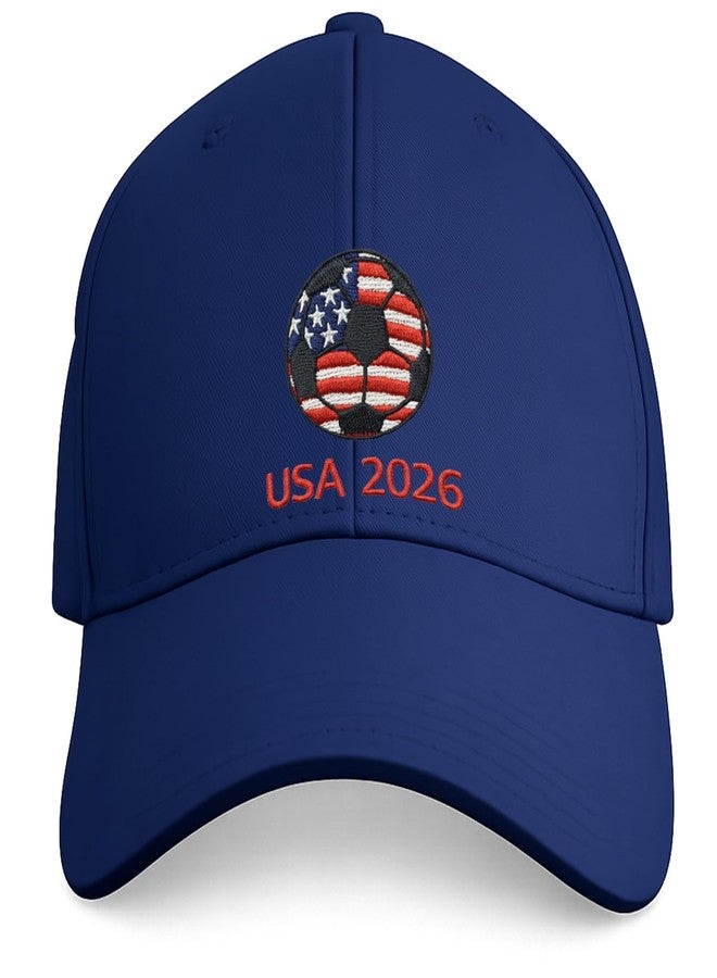 Zeptrix World Cup Soccer Hat 2026 - Adjustable Baseball Cap,World Cup Merchandise Gifts Accessories Decorations,Football Supporter Gear,USA American Flag Embroidery Cotton Hat for Men & Women Blue - Image 1