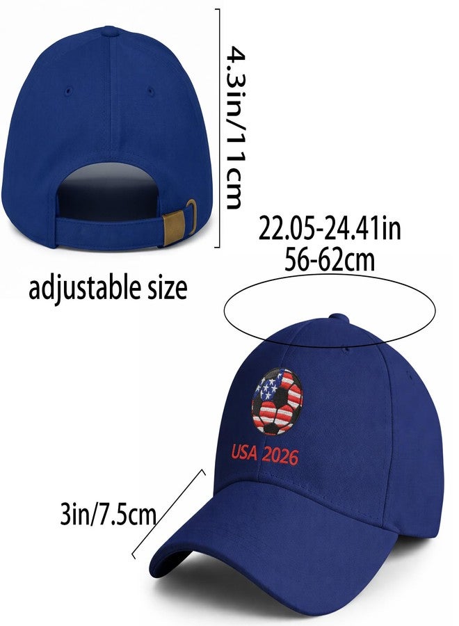 Zeptrix World Cup Soccer Hat 2026 - Adjustable Baseball Cap,World Cup Merchandise Gifts Accessories Decorations,Football Supporter Gear,USA American Flag Embroidery Cotton Hat for Men & Women Blue - Image 2