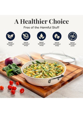 GOTHAM STEEL 14 Inch Non Stick Frying Pans with Lid, Large Frying Pans Nonstick with Lid, Non Toxic Ceramic Pan Skillet, Nonstick Frying Pan, Induction Pan, Oven/Dishwasher Safe - Cream Hammered - pzsku/Z4C61E6D4C71022667ED7Z/45/1747817013/0b717a30-a61b-4dd9-b87e-2e9d6bc1f3f0