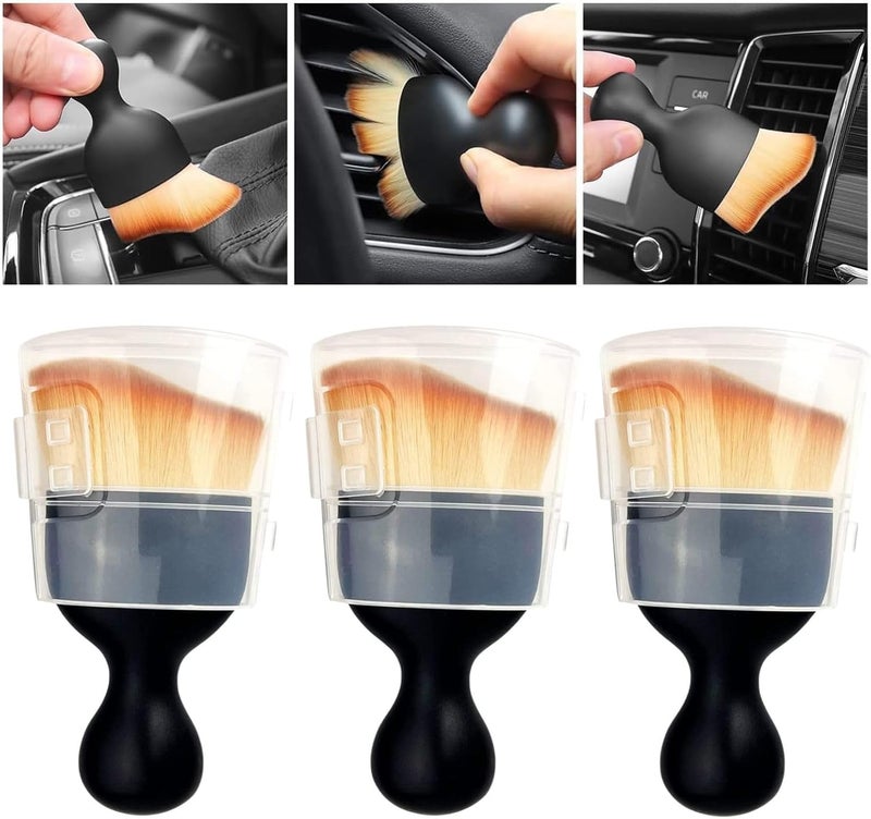 QUAAM 3PCS Car Interior Cleaning Tool, Car Cleaning Brush Interior Dust Collectors,Car Interior Cleaning Tool Brush, Dust Brush - Image 1