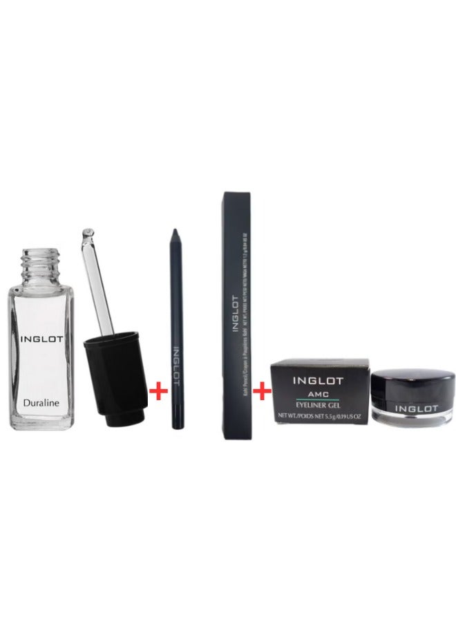 Inglot مجموعة انجلوت المتكاملة كحل قلم كريمي اسود اي ام سي جل اي لاينر 77 5 5 جم سايل خلط المكياج دورالاين شفاف 9 مل