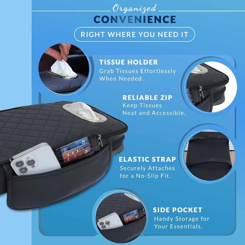 Neodrift ArmEasePro' Armrest - Orthopedic Memory Foam Cushion for Car, Provides Elbow, Wrist, and Arm Support, Universal Fit, Premium Mesh Fabric, Single-Sided Fastener (Full Black) - Image 2