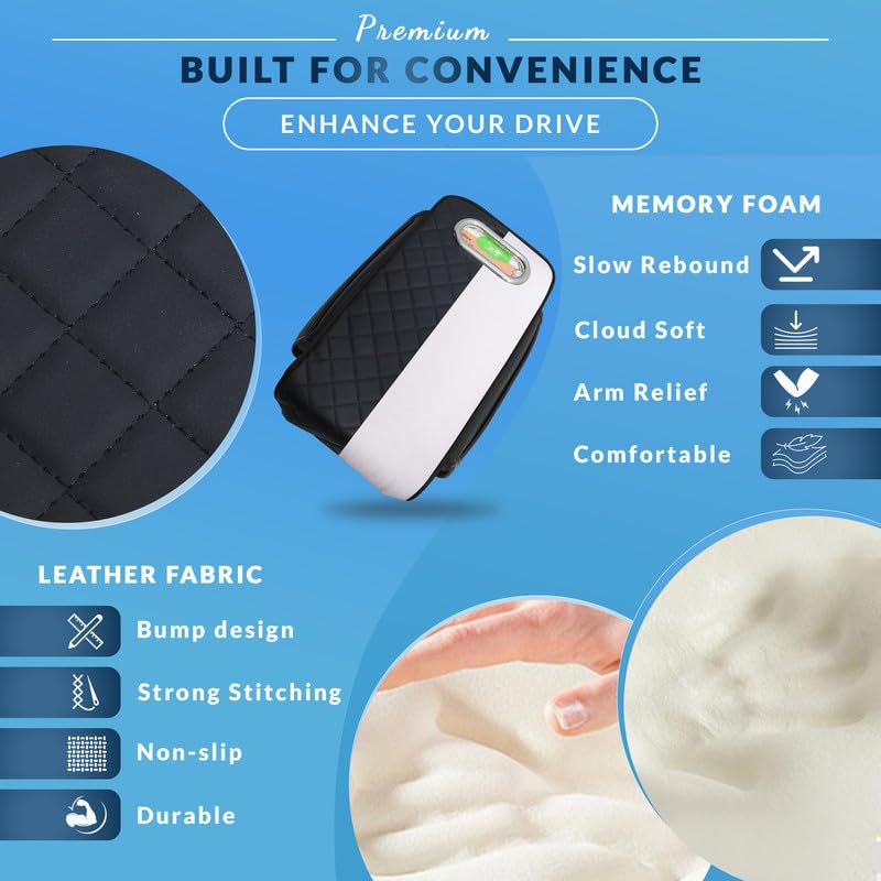 Neodrift ArmEasePro' Armrest - Orthopedic Memory Foam Cushion for Car, Provides Elbow, Wrist, and Arm Support, Universal Fit, Premium Mesh Fabric, Single-Sided Fastener (Full Black) - Image 3