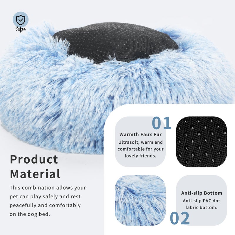 nononfish Calming Donut Dogs Beds for Small Dogs Washable,19inch Fluffy Round Puppy Bed for Puppies,Cats & Toy Breeds with Raised Rim,Fits up to 15 lbs Pets,Gradient Blue - Image 5
