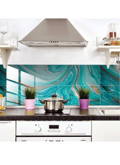 Excefore 20 Pieces Marble Tile Stickers, PVC Waterproof Oil Proof Self Adhesive Stickers, Suitable for Kitchen Bathroom Backsplash Home Decor (Blue, 8"x8")  - Image 5