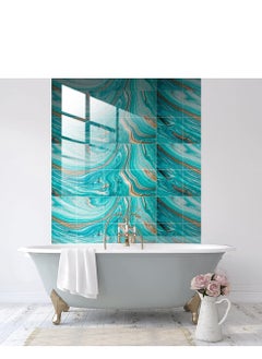 Excefore 20 Pieces Marble Tile Stickers, PVC Waterproof Oil Proof Self Adhesive Stickers, Suitable for Kitchen Bathroom Backsplash Home Decor (Blue, 8"x8")  - Image 3