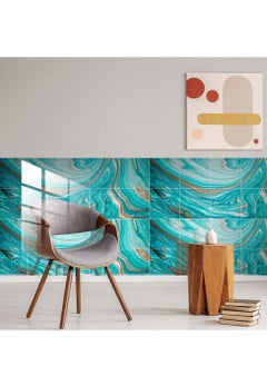 Excefore 20 Pieces Marble Tile Stickers, PVC Waterproof Oil Proof Self Adhesive Stickers, Suitable for Kitchen Bathroom Backsplash Home Decor (Blue, 8"x8")  - Image 4