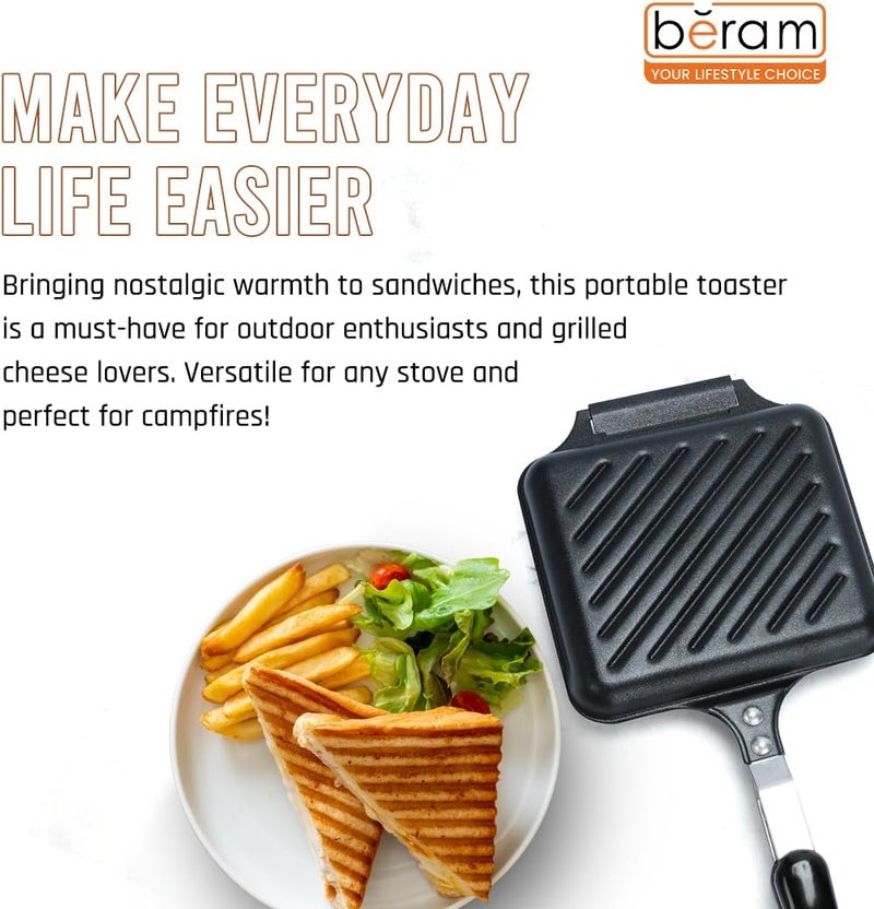 Beram Sandwich Maker Multifunctional Double Sided Gas Hand Toaster Non-stick Grill and Panini Press with Handles, BST500HD - Image 5
