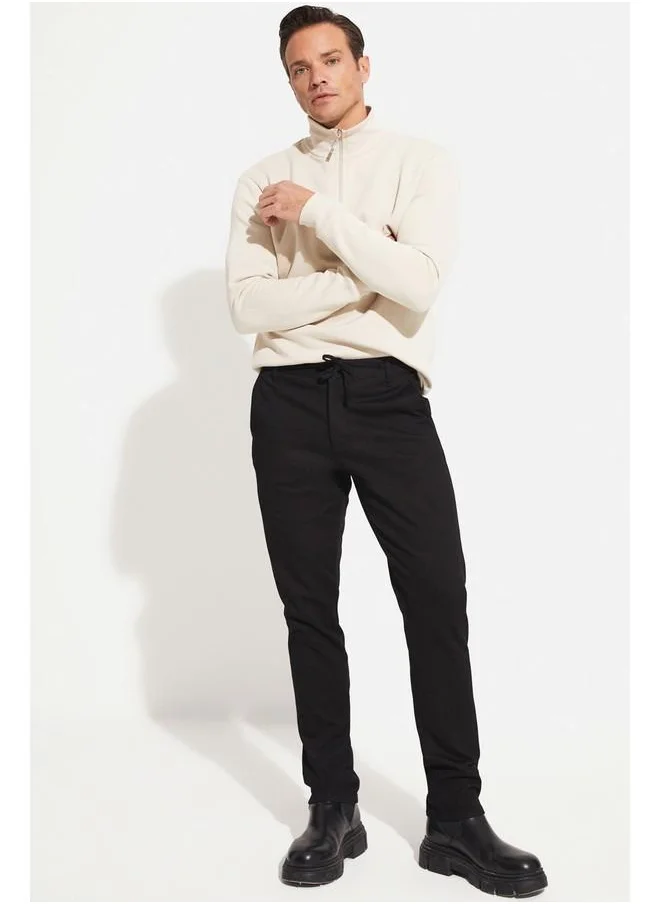 جون June Men Regular Fit Textured Trouser Black