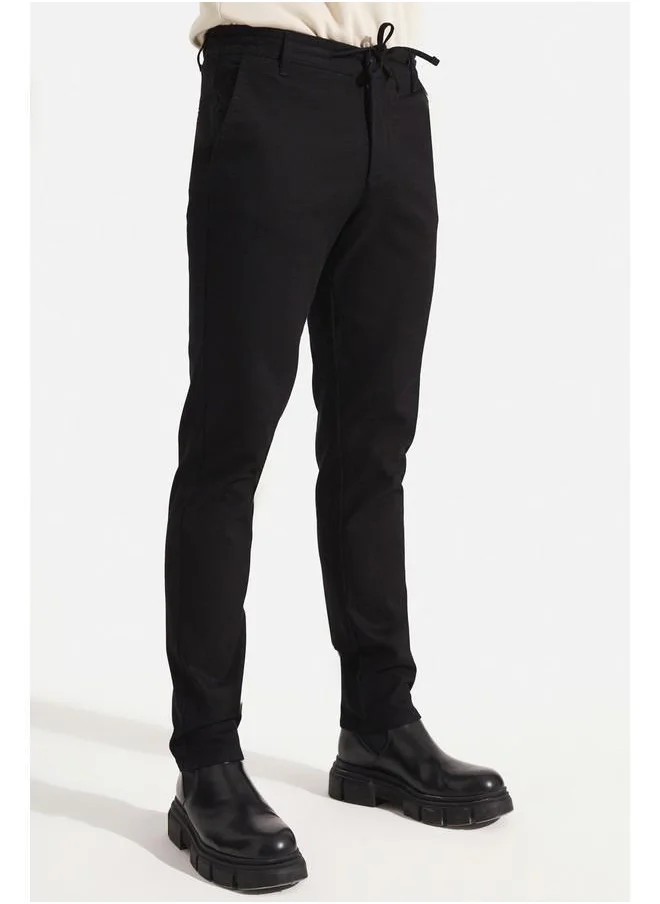 JUNE June Men Regular Fit Textured Trouser Black
