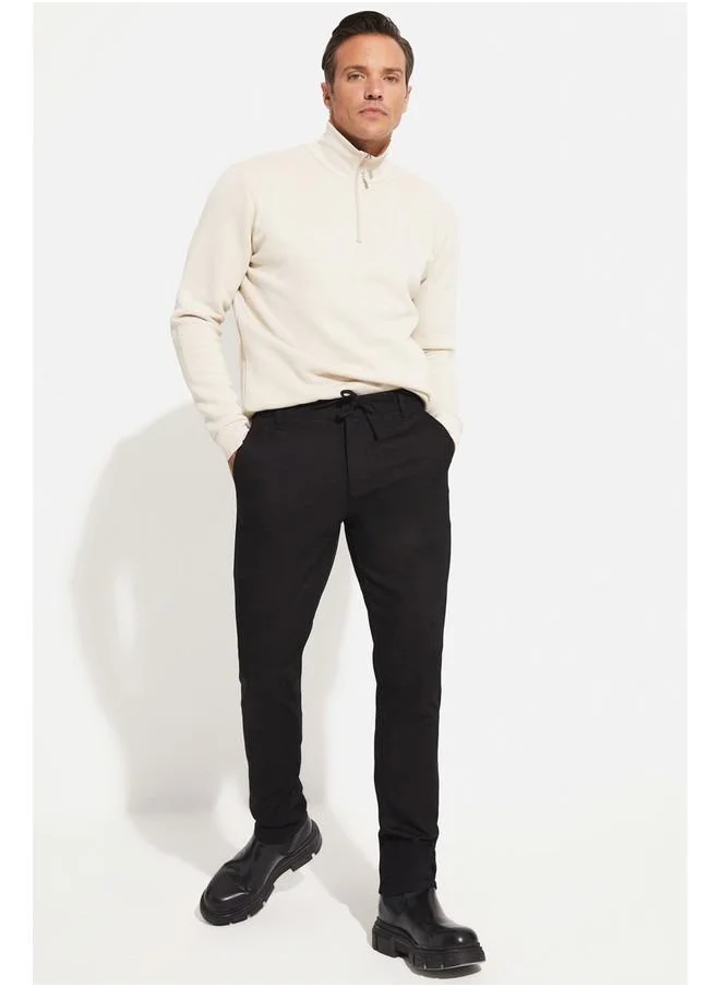 JUNE June Men Regular Fit Textured Trouser Black