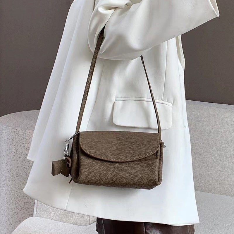 Women'S Bag 2023 New Cowhide Messenger Bag Niche Simple Style Versatile Small Square Bag Shoulder Leather Women'S Bag For Delivery - Image 2