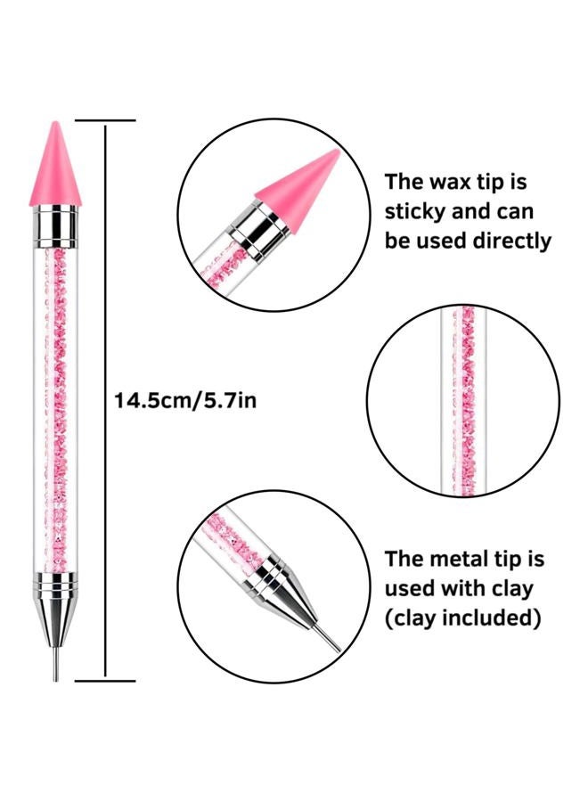 NFRBTD 2 Pack Rhinestone Picker Tool Dotting Pen with 4 Extra Tips, Wax Pencil for Rhinestones with Tweezer and Tray, Crystal Gem Diamond Jewel Applicator, Rhinestone Tool for Crafts Bedazzling DIY Nail Art - Image 2