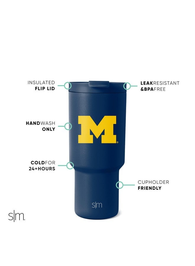 Simple Modern Simple Modern Officially Licensed Collegiate Michigan Wolverines 30 oz Tumbler with Flip Lid and Straws | Insulated Cup Stainless Steel | Gifts for Men Women | Trek Collection | University of Michigan - Image 2
