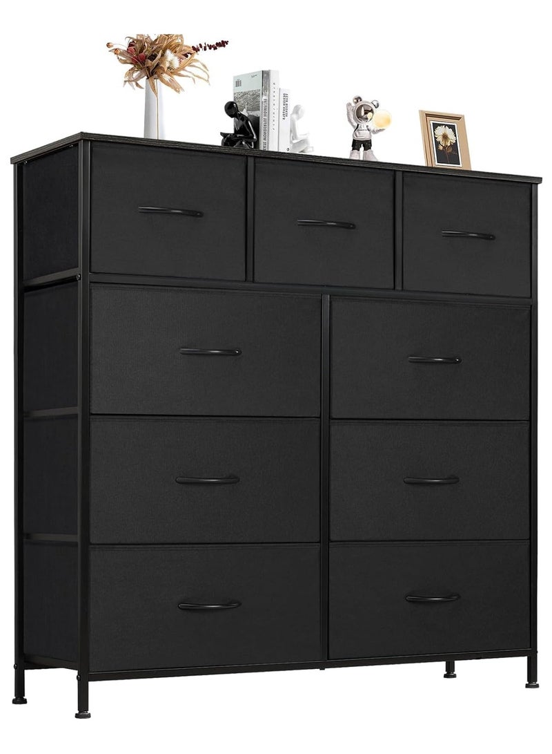 آسي بلاي خزانة طويلة لغرفة النوم، برج تخزين من القماش مع 9 أدراج، باللون الأسود الفحمي، - Image 2