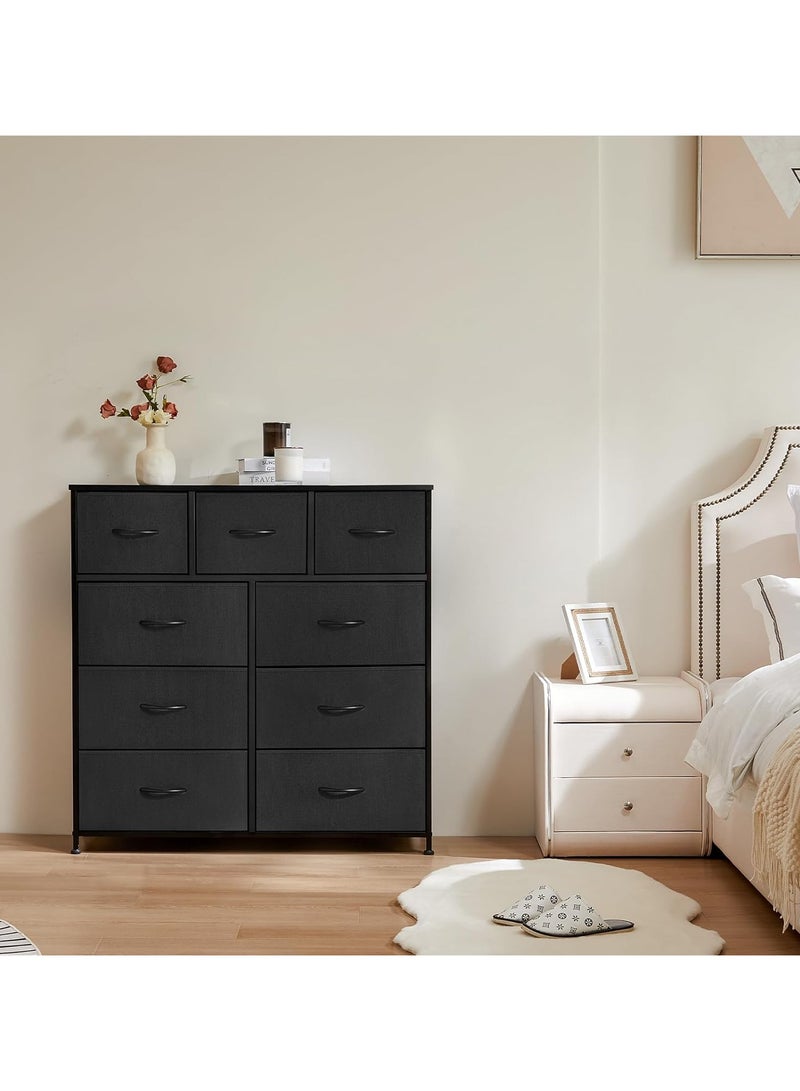 آسي بلاي خزانة طويلة لغرفة النوم، برج تخزين من القماش مع 9 أدراج، باللون الأسود الفحمي، - Image 4