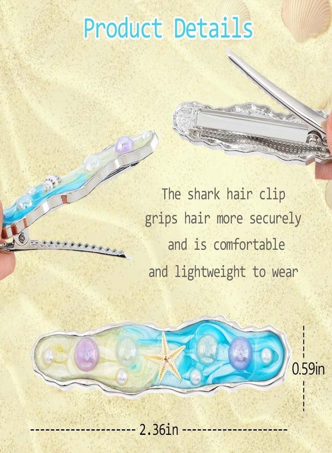 Outyua Starfish Hair Clip Conch Pearl Barrette Summer Ocean Seashell Hair Accessories for Women - Image 2