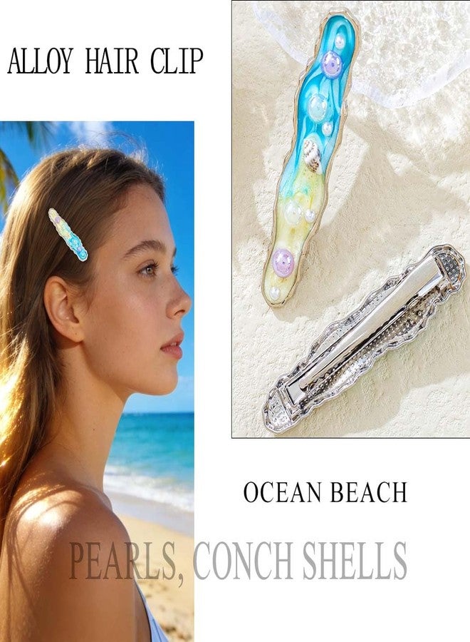 Outyua Starfish Hair Clip Conch Pearl Barrette Summer Ocean Seashell Hair Accessories for Women - Image 4