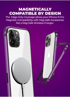 Raegr RAEGR iPhone 15 Pro Case | Anodized Aluminum Bumper | Supports Mag-Safe Wireless Charging | Edge Armor Protective Minimal Case Designed for iPhone 15 Pro (6.1-Inch) (2023) - Dark Purple RG10513  - Image 3