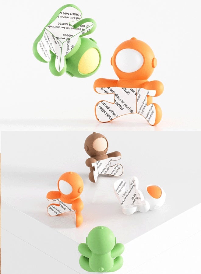 4PCs Astronaut-Shaped Baby Safety Corner Guards - Silicone Baby Proofing Corner Protectors with Self-Adhesive Tape, Child Safety Edge Cushion for Furniture Sharp Edges (Orange) - Image 3