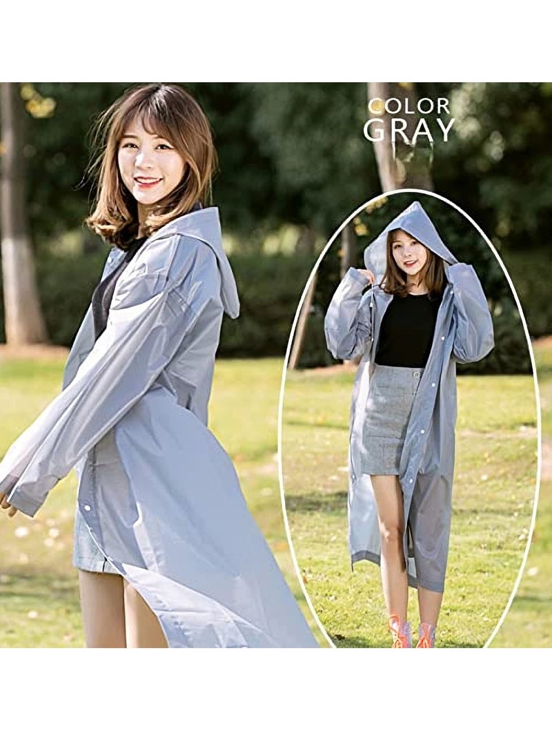 SYOSI Raincoat Rain Poncho for Adults, 1 Pack EVA Rain Poncho for Women and Men Reusable Raincoat Jacket Packable for Family FishingTravelEmergency with Hood and Elastic Sleeving - Image 2