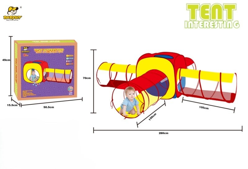 لعبة خيمة مسبح الكور مع 3 أنفاق + 100 كرة ملونة