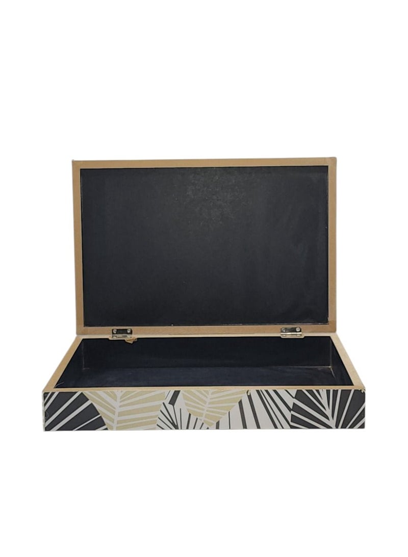 Elegant Wooden Box with Floral & Leaf Digital Print (36×12×5 cm) - Image 2