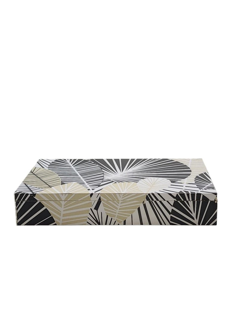 Elegant Wooden Box with Floral & Leaf Digital Print (36×12×5 cm) - Image 1