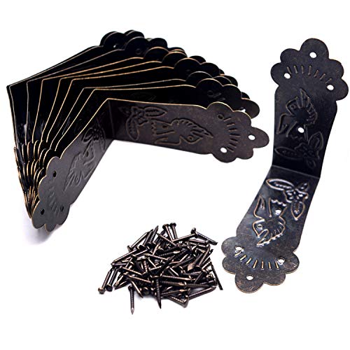 Mcredy 10 PCS Corner Guard Antique Decorative Box Corners 2.7x2.7x1.2 Retro Bronze Right Angle Bracket with Screws for Chair,Table,Door - Image 1