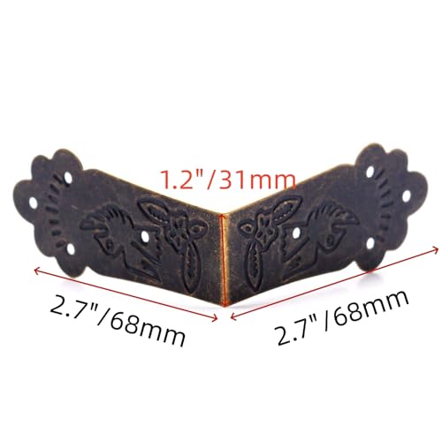 Mcredy 10 PCS Corner Guard Antique Decorative Box Corners 2.7x2.7x1.2 Retro Bronze Right Angle Bracket with Screws for Chair,Table,Door - Image 4