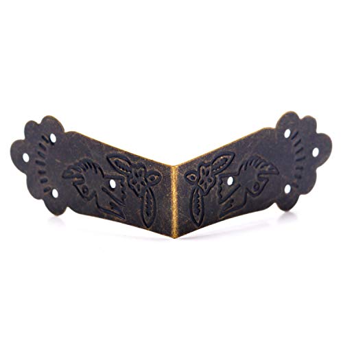 Mcredy 10 PCS Corner Guard Antique Decorative Box Corners 2.7x2.7x1.2 Retro Bronze Right Angle Bracket with Screws for Chair,Table,Door - Image 3