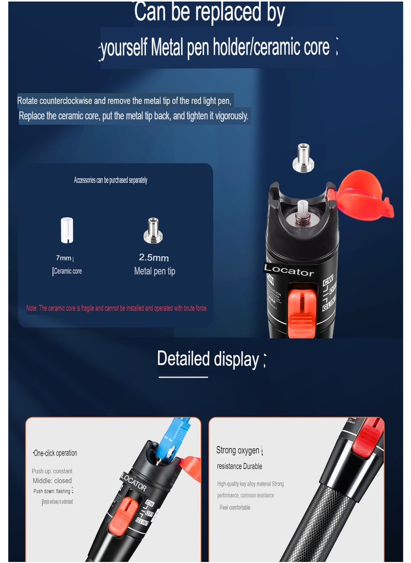 AROAQ - Visual Fault Locator, 1-60km Fiber Optic Red Light Pen, Vfl Optical Fiber Cable Fault Tester, Red Light Pen For Network Fiber Cable Test, Fiber Optic Source Tester Detector Meter,(30mw Purple) - Image 1