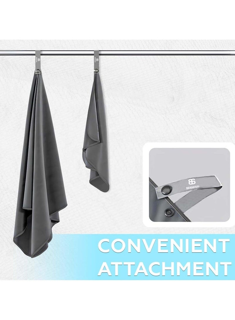 Bernessi 5 Pack Microfiber Gym Towel Set for Men Women Fast Drying, Absorbent Sweat Quick Dry Cooling Towel, Sport Towels Super Soft for Home Fitness Workout Yoga Swimming Bath Camping Beach Color Grey - Image 4