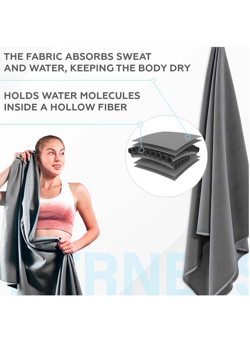 Bernessi - 5 Pack Microfiber Gym Towel Set for Men Women Fast Drying, Absorbent Sweat Quick Dry Cooling Towel, Sport Towels Super Soft for Home Fitness Workout Yoga Swimming Bath Camping Beach Сolor Grey - Image 1