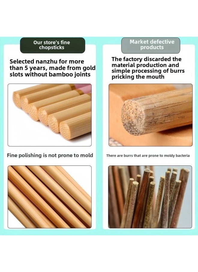 Generic - High-grade Bamboo Chopsticks Household 2025 Mildew-proof Non-slip High Temperature Resistant One Family Chopsticks Wooden Chopsticks-Color:It’s Time To Change The Chopsticks + Selected Deep Mountain Nanmu + The Chopsticks Will Never Get Moldy Again-Specifications:High-grade Bamboo: No Peculiar Smell  High Temperature Resistance + No Deformation - Image 1