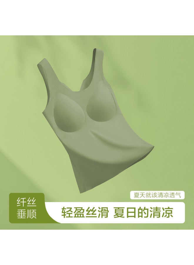 Red Bean قميص داخلي نسائي بدون seams مزود بحشوة ياقة دائرية من حرير الثلج قميص صيفي للنساء - Image 3