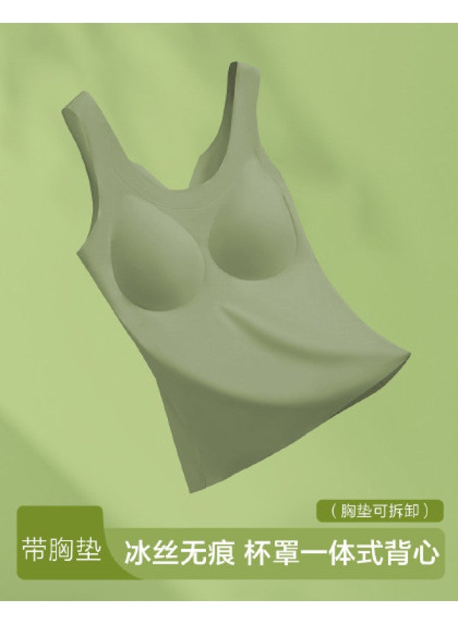 Red Bean قميص داخلي نسائي بدون seams مزود بحشوة ياقة دائرية من حرير الثلج قميص صيفي للنساء - Image 1