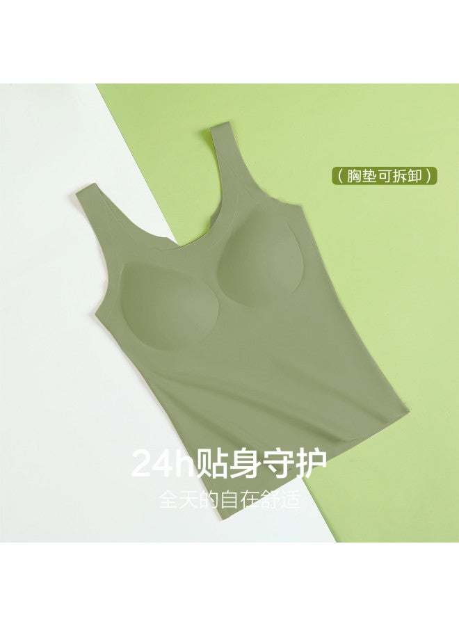 Red Bean قميص داخلي نسائي بدون seams مزود بحشوة ياقة دائرية من حرير الثلج قميص صيفي للنساء - Image 5