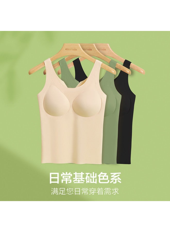 Red Bean قميص داخلي نسائي بدون seams مزود بحشوة ياقة دائرية من حرير الثلج قميص صيفي للنساء - Image 4