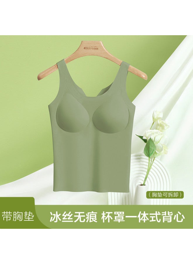 Red Bean قميص داخلي نسائي بدون seams مزود بحشوة ياقة دائرية من حرير الثلج قميص صيفي للنساء - Image 2