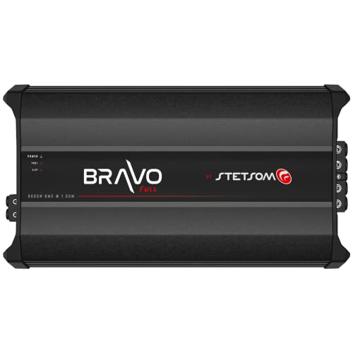 Stetsom Bravo Full 8000 1 Ohm Mono Car Amplifier, 8000.1 8K Watts RMS, 1Ω Stable Car Audio, HD Sound Quality, Crossover & Bass Boost, Car Stereo Speaker Subwoofer MD, Smart Coolers - Image 1