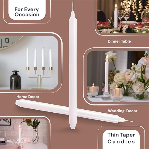 OLEEK OSHADOW 1/2 Inch Taper Candle Thin 8" Lenght- 1/2 Inch Diameter - Skinny Taper Candles - Skinny Candlesticks - White Candlesticks - Thin Candlestick 1/2 - Candle Sticks White Candles - Image 5