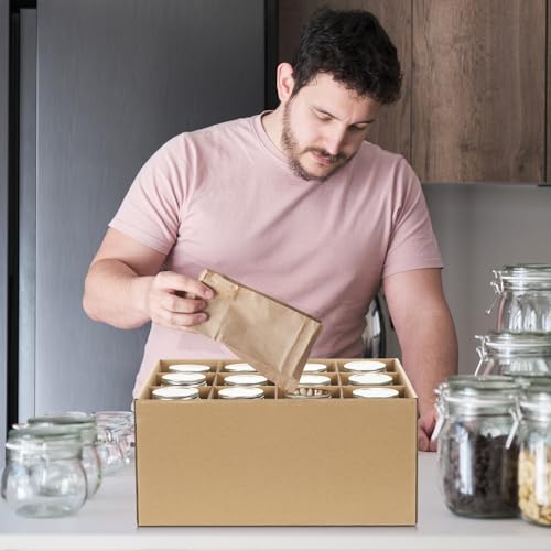 Menkxi 6 Pieces Mason Jar Storage Boxes 32 oz Canning Boxes with Handles and Dividers Stackable Mason Jar Storage Containers Canning Organizer for Stacking (Natural Color) - Image 5